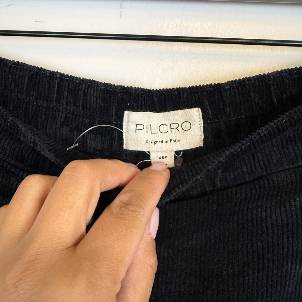 Pilcro Anthropologie Corduroy Barrel Crop High Rise Pants Black - XSP XS Petite - Picture 4 of 9